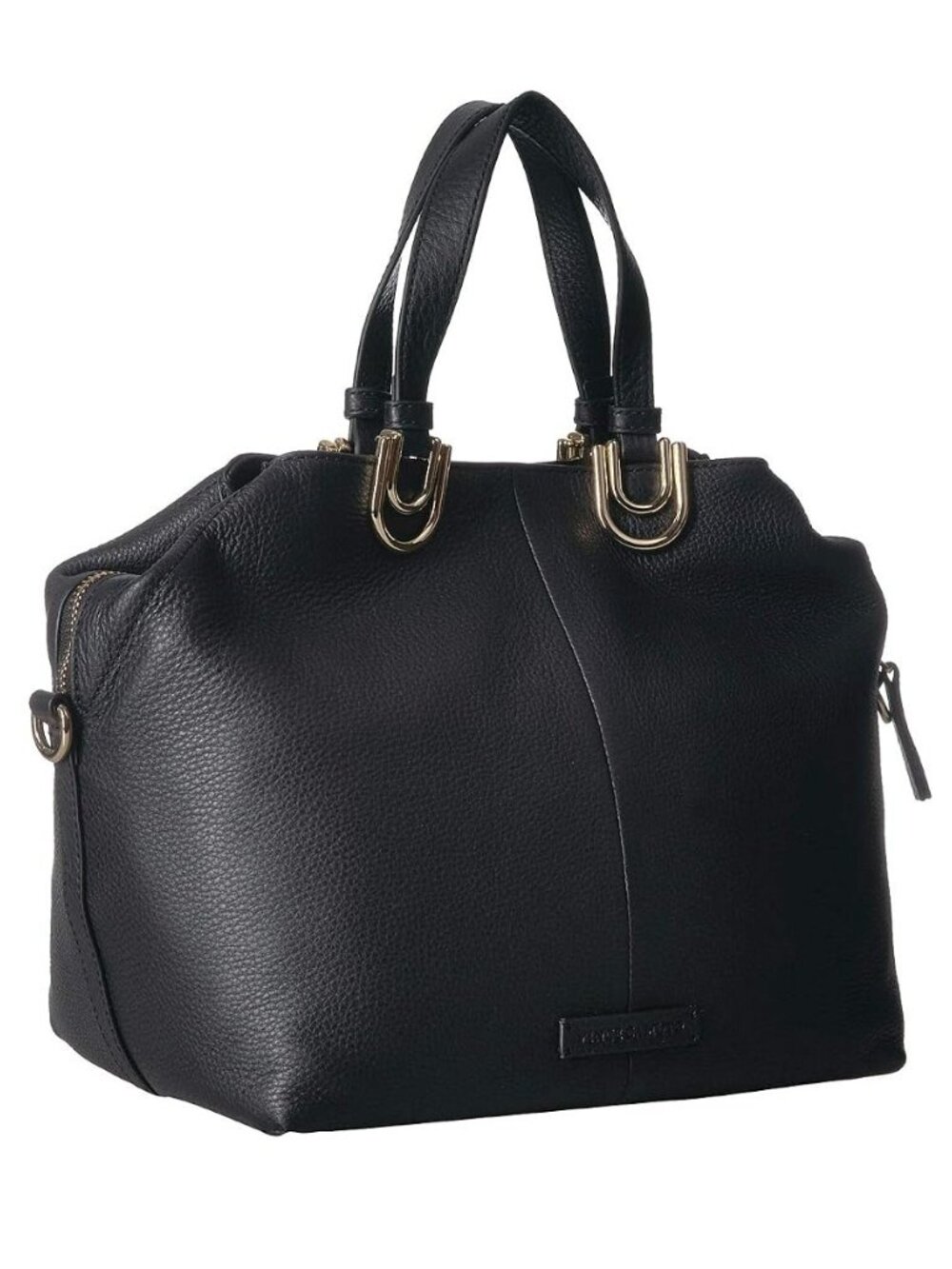 Vince Camuto Plum Satchel Genuine Leather black gold hardware